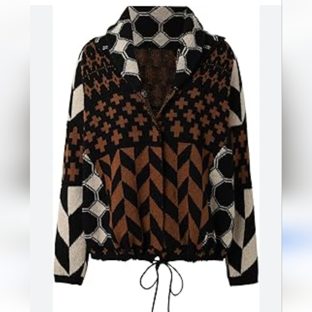 Geometric colorblock cardigan. Women's XL